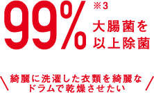 99％以上大腸菌を除菌　きれいに選択した衣類をきれいなドラムで乾燥させたい